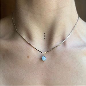 Glass Evil Eye Short Choker Necklace Vintage